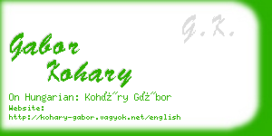 gabor kohary business card